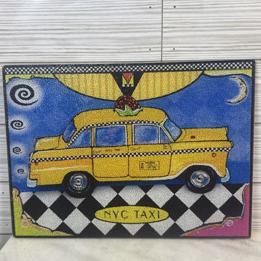 Taxi Glass Cutting Board vintage